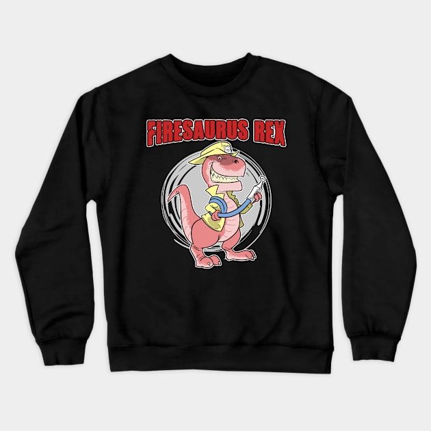 Firesaurus Rex T-Rex Dinosaur Firefighter for Kids Crewneck Sweatshirt by ModernMode